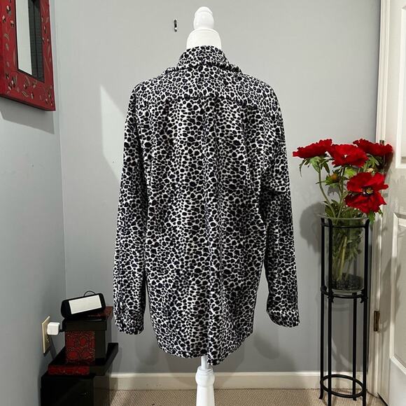 Third Rail Vintage Plush Fleece Longline Leopard Print Cozy Shacket Shirt Jacket - Picture 4 of 16